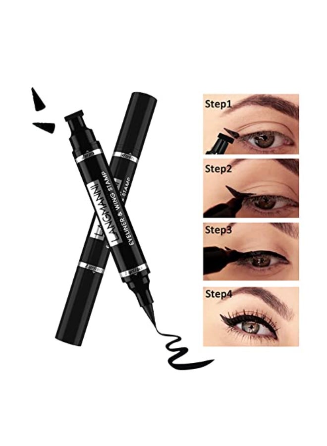 Wismee Mascara Eye Liner Eye Makeup Set Waterproof Liquid Eye Liner Stamp Mascara Black volume and length Eyelash Quick Drying Long Lasting Eye liner Pencil Cosmetic Kit with Sharpener for Women Girls - Image 4