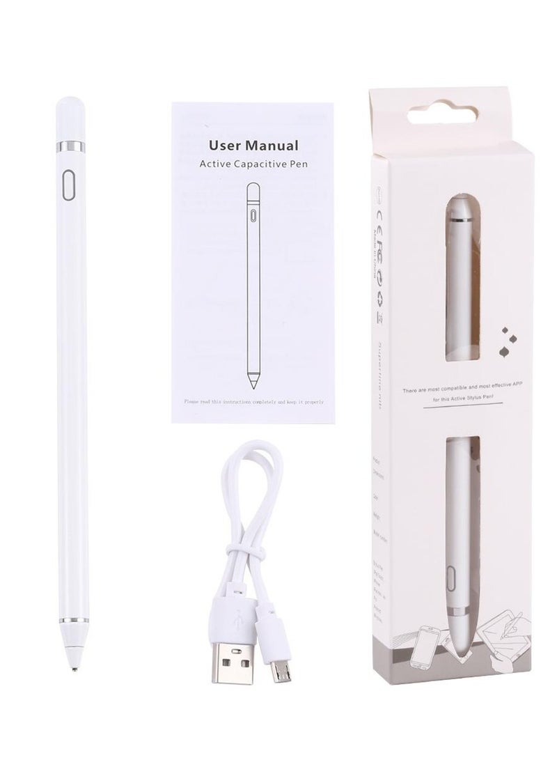 JAJEEK "Universal Active Stylus Digital Pen for iPhone, iPad, Android Tablets & Smartphones | High Precision Rechargeable Capacitive Touchscreen Pencil | Fine Tip Drawing & Writing Tool - White" - Image 1