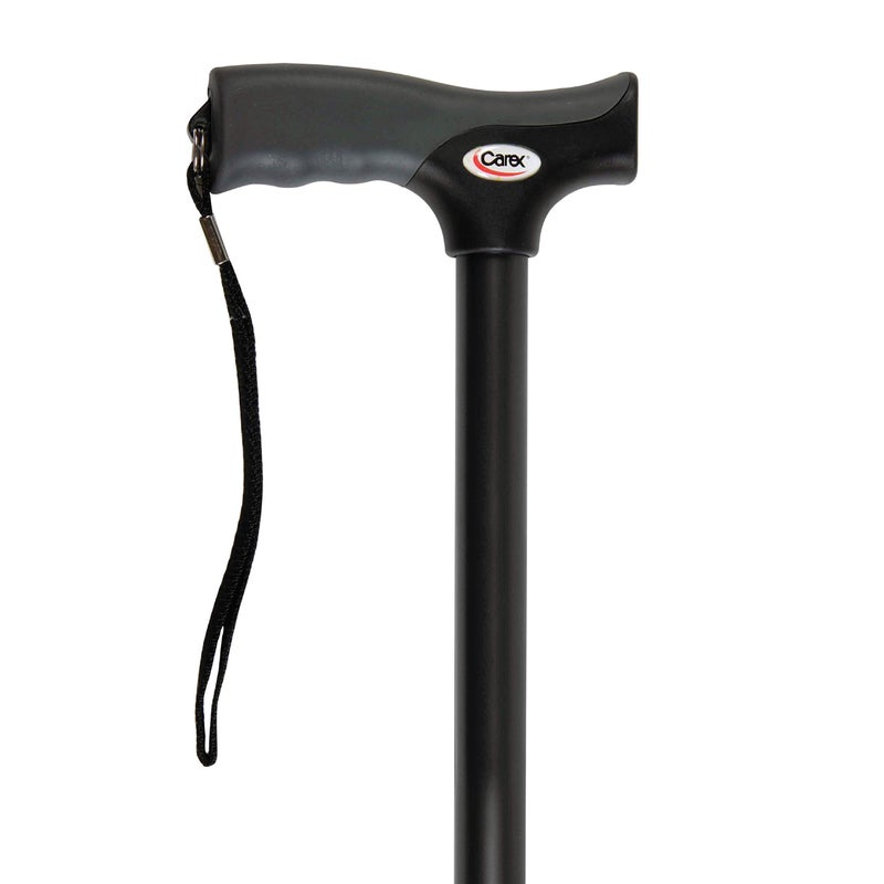 careX Carex Soft Grip Walking Cane Height Adjustable Cane with Wrist Strap Latex Free Soft Cushion Handle Black Cane Walking Cane for Women and Walking Cane for Men
