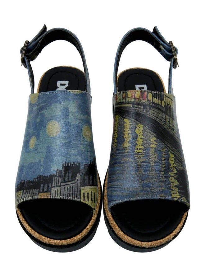 Dogo Women's Vegan Leather Multicolor Thick-Soled Sandals - Sea Sparkle Design. - Image 3