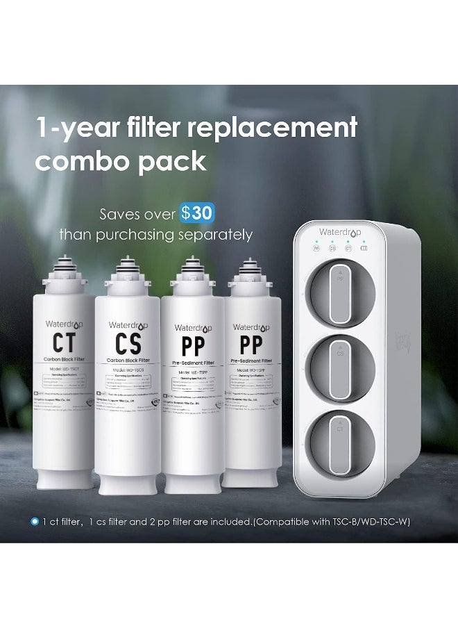 Waterdrop Waterdrop Undersink Replacement Water Filter Compo Pack, 2PP+CT+CS  - Image 2