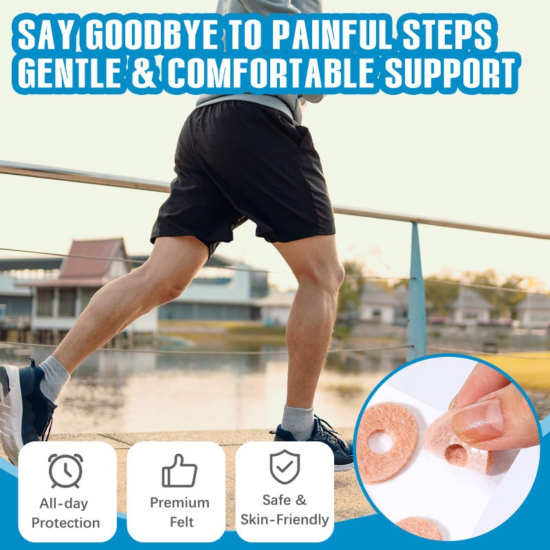 Breling 120pcs Corn Cushions Callus Pads Soft Felt Oval Corn Removers Cushions Protectors for Feet Self stick Adhesive Foot for Toes Relief Pain from Blisters Heel Frictions - Image 5