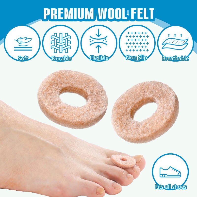 Breling 120pcs Corn Cushions Callus Pads Soft Felt Oval Corn Removers Cushions Protectors for Feet Self stick Adhesive Foot for Toes Relief Pain from Blisters Heel Frictions - Image 3