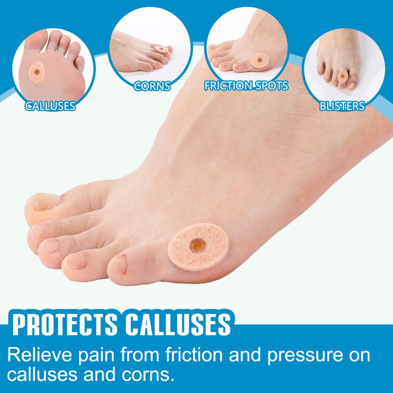 Breling 120pcs Corn Cushions Callus Pads Soft Felt Oval Corn Removers Cushions Protectors for Feet Self stick Adhesive Foot for Toes Relief Pain from Blisters Heel Frictions - Image 4