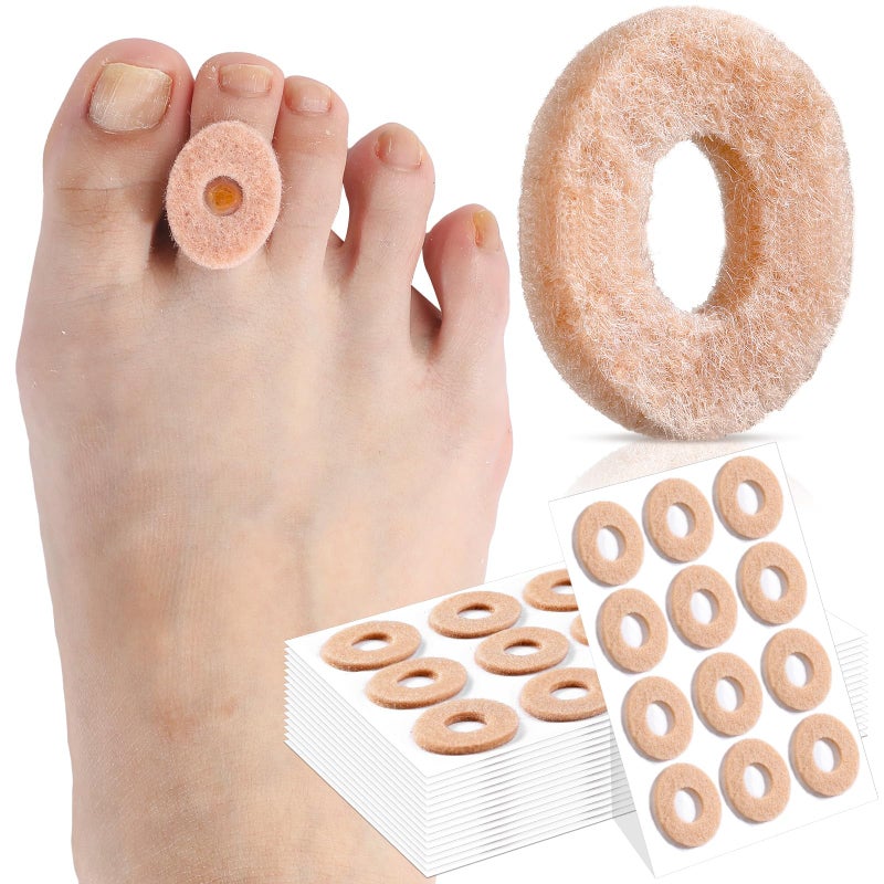 Breling 120pcs Corn Cushions Callus Pads Soft Felt Oval Corn Removers Cushions Protectors for Feet Self stick Adhesive Foot for Toes Relief Pain from Blisters Heel Frictions - Image 1