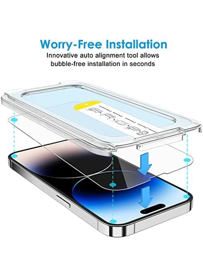 جي تيك واقي شاشة بلمسة واحدة لهاتف آيفون 14 برو ماكس مقاس 6.7 بوصة، طبقة زجاجية مقواة بتغطية كاملة، مجموعة أدوات محاذاة تلقائية عالية الوضوح، قطعتان - Image 2