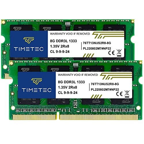 Timetec تيمتيك 16 جيجابايت كيت (2x8 جيجابايت) DDR3 / DDR3L 1333 ميجاهرتز PC3-10600 غير ECC غير مخزن 1.5 فولت / 1.35 فولت CL9 2Rx8 مزدوج الرتبة 204 دبوس SODIMM ذاكرة كمبيوتر محمول ترقية وحدة RAM (16 جيجابايت كيت (2x8 جيجابايت)) - Image 1