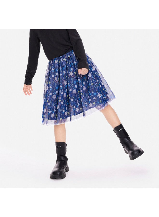 Annil Girls' Autumn Skirt With Starry Mesh, Flowy And Elegant, Anti-exposure Lining, Puffy Princess Skirt - Image 3