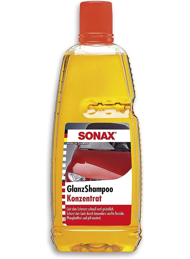 SONAX Gloss Shampoo Concentrate - Professional Car Cleaning Solution for all Paintwork Surfaces - Leaves Paint Shiny, Glossy, and Brilliant - Thick Lather, Pleasant Scent, pH-Neutral Formula - 1L - Image 1