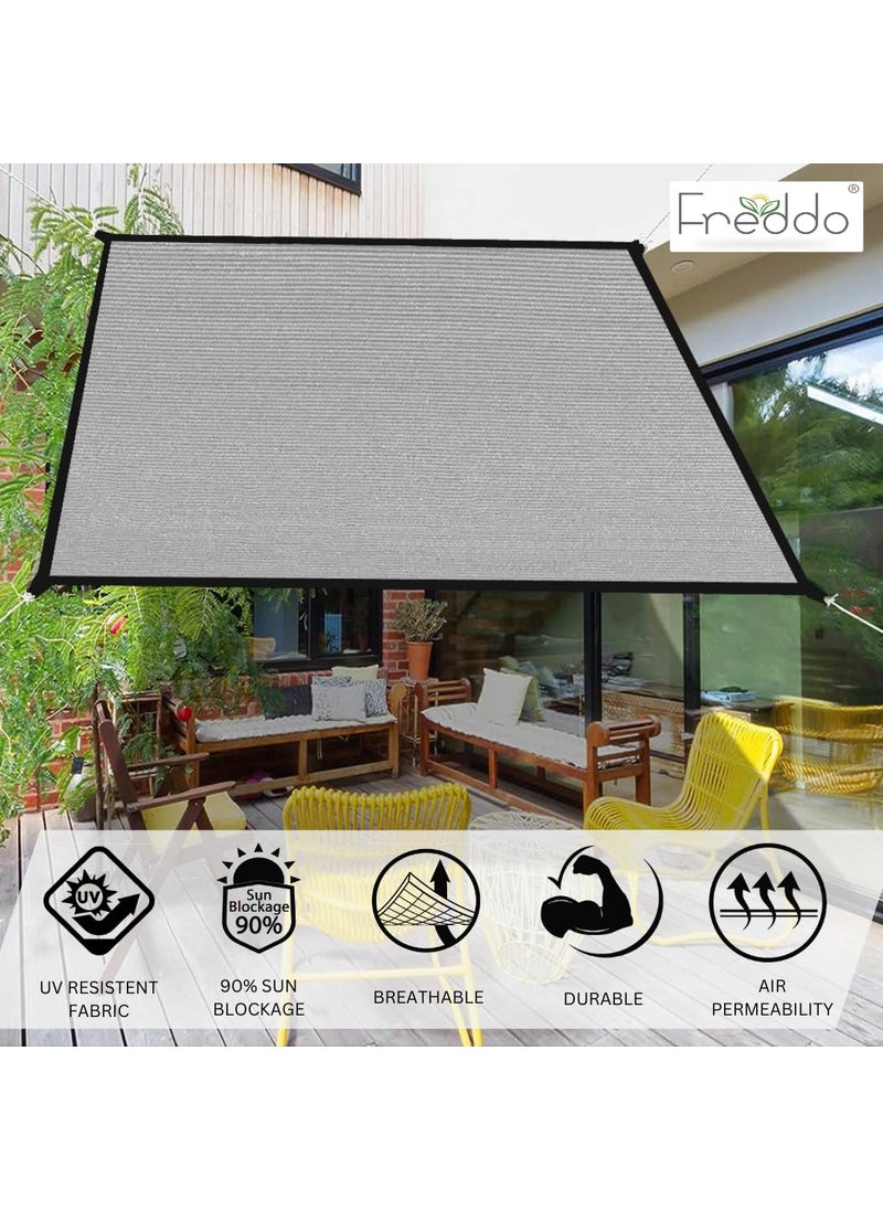 FREDDO FREDDO HDPE Fabric Polyester Webbing Sun Shade Sails 8590 Protection from Sun UV Rays for Car Parking Outdoor Garden Balcony Patio Grey Color 95 ft x 15 ft Pack of 1 Piece  - Image 3
