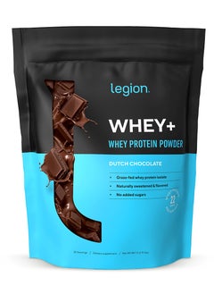 Whey+ Protein Powder Grass Fed Whey Protein Isolate Naturally Sweetened And Flavored No Added Sugars 22 Grams Per Serving 867 G (1.90 Lbs) 30 Servings - Dutch Chocolate