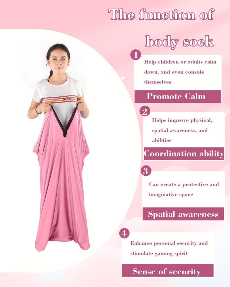 TOPARCHERY Sensory Sox Body Socks ï¼Œ56" x 27" Full Body Wrap to Relieve Stress Deep Pressure Simulation Bodyï¼ŒGood for Height: 52"-61" Largeï¼ŒPink - Image 3