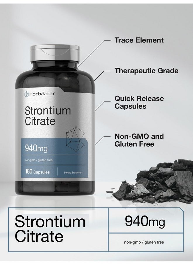Horbaach Horbäach Strontium Citrate 940 mg | 180 Capsules | Non-GMO & Gluten Free Supplement  - Image 3