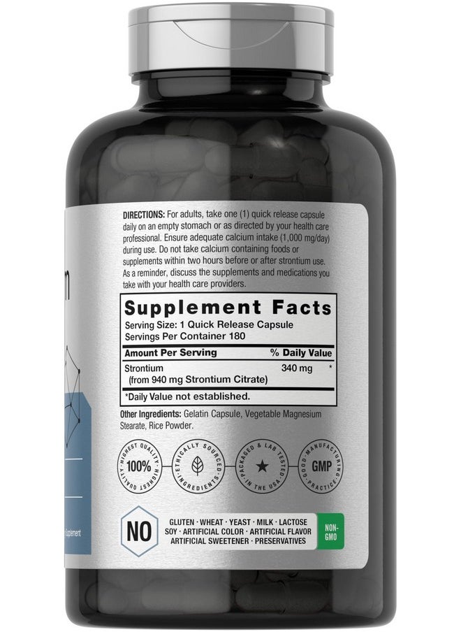 Horbaach Horbäach Strontium Citrate 940 mg | 180 Capsules | Non-GMO & Gluten Free Supplement  - Image 2