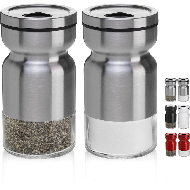 CHEFVANTAGE Salt and Pepper Shakers Set with Adjustable Pour Holes by CHEFVANTAGE - Stainless Steel - Image 1