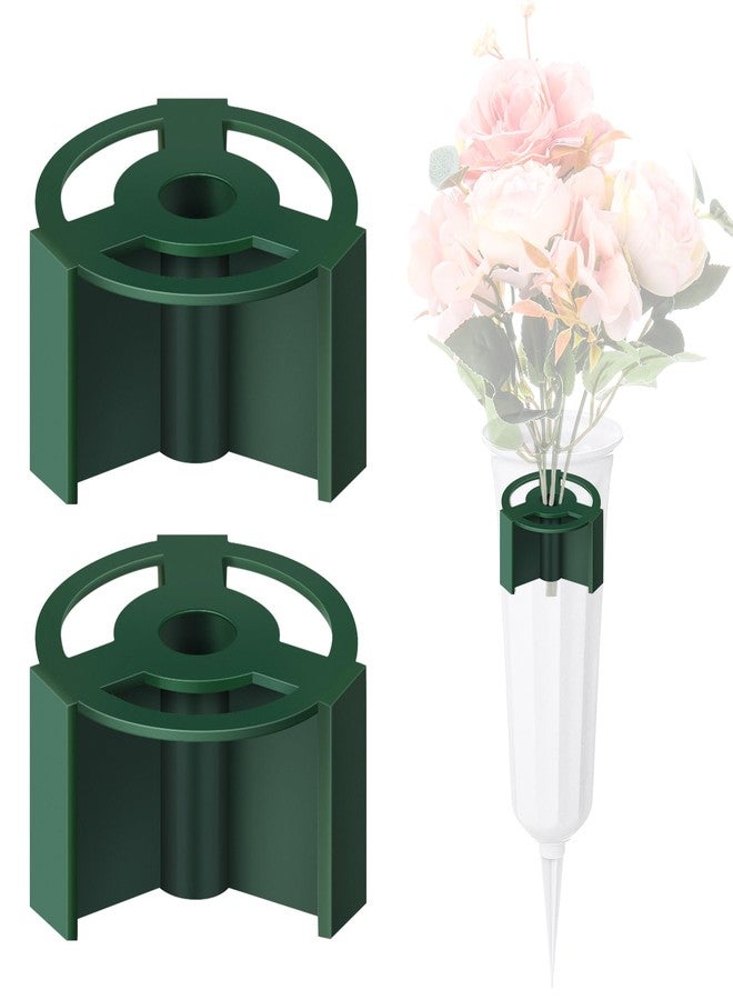 Domensi 2 Pcs Cemetery Vase Inserts Plastic Cemetery Flower Holder for Grave Vase 4 Hole Plastic Cylindrical Inserts Reusable Flower Holder for Keeping Grave Flower in Place - Image 1