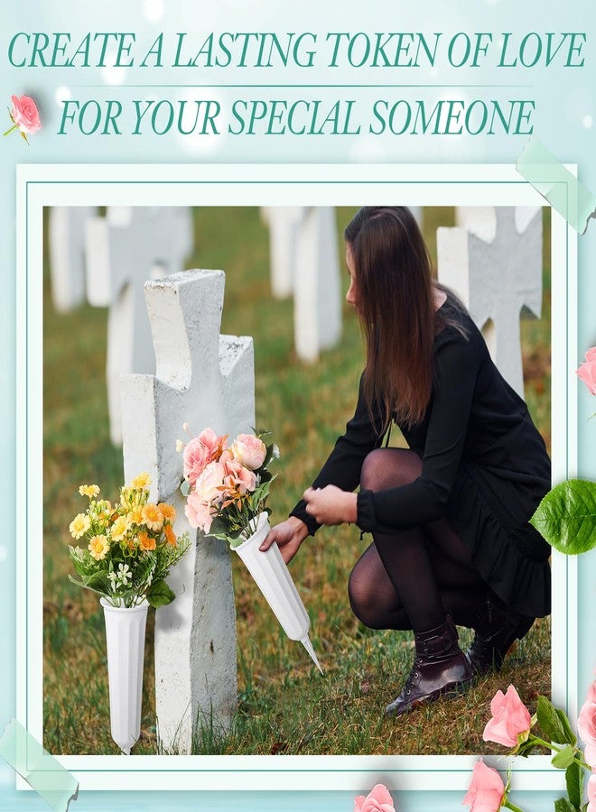 Domensi 2 Pcs Cemetery Vase Inserts Plastic Cemetery Flower Holder for Grave Vase 4 Hole Plastic Cylindrical Inserts Reusable Flower Holder for Keeping Grave Flower in Place - Image 5
