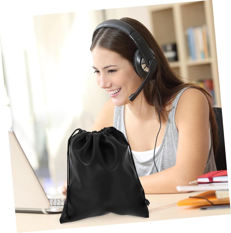 DOITOOL 2pcs Square Pu Bag Headphone Bag Leather Earphone Storage Wired Earphones Protective Bag USB Travel - Image 5