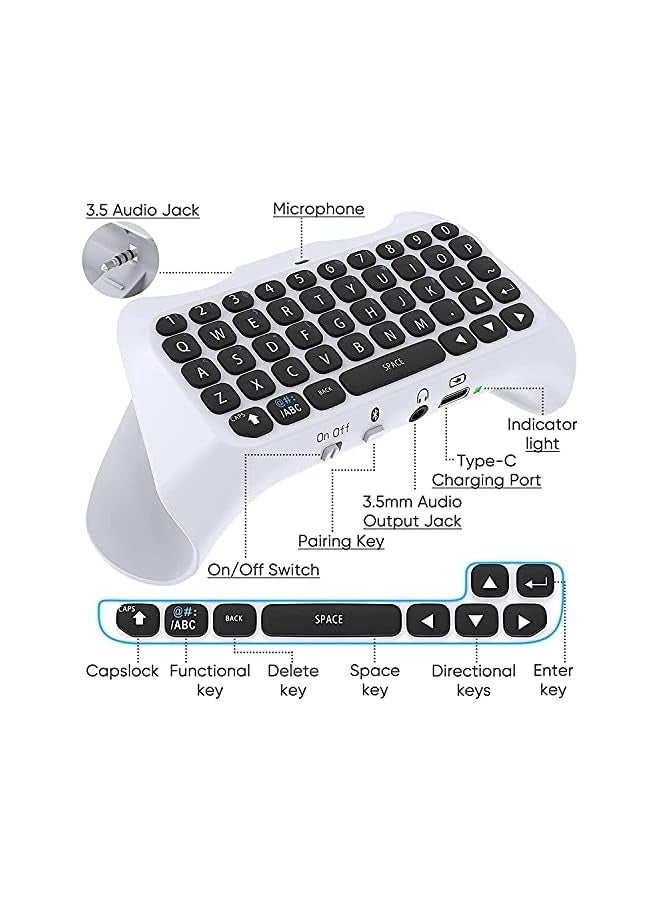 erorex Wireless Keyboard for Controller, Bluetooth 3.0 Mini Portable Gamepad Chatpad with Built-in Speaker & 3.5MM Audio Jack for  Voice Chat Board for Messaging and Gaming Live Chat - Image 3