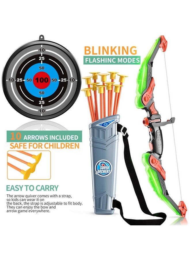 TEMI Kids Bow And Arrow Set - Led Light Up Archery Toy Set With 10 Suction Cup Arrows, Target & Quiver, Indoor And Outdoor Toys For Children Boys Girls - Image 1