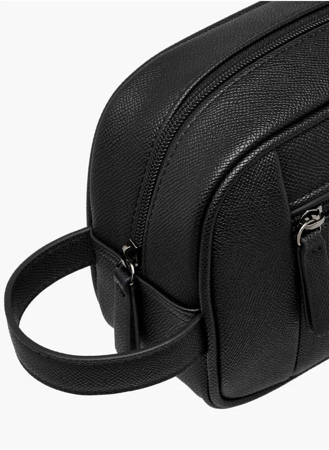 ال بي ال من شو اكسبرس Men Textured Pouch with Handle and Zip Closure