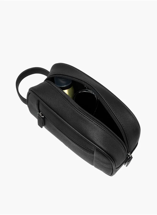 ال بي ال من شو اكسبرس Men Textured Pouch with Handle and Zip Closure