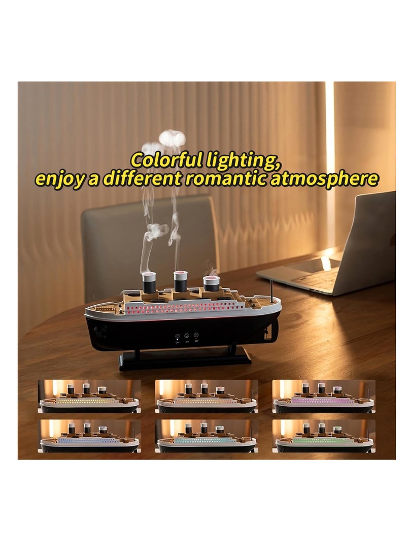 Raxoom Simulation Boat-Shaped Fragrance Diffuser & Humidifier, Lack of Water Cut off, Two Spray Modes, Seven Kinds of Lights, Jellyfish Shape Steam, Diffusers for Home, Bedroom, Office - Image 3