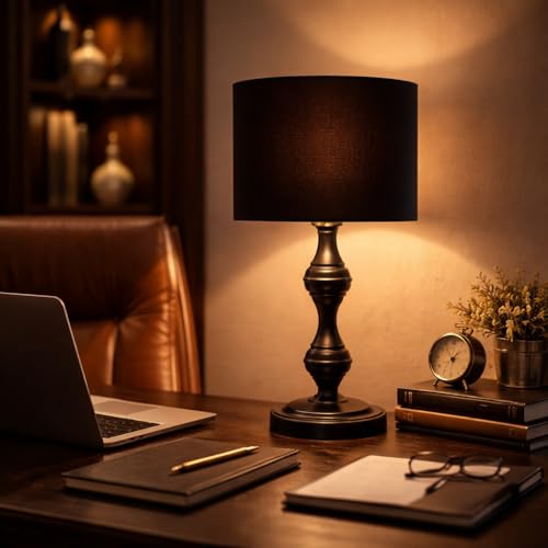 tu casa Metal Table Lamp | Fabric Shade Bedside Night Lamp for Bedroom Living Room Study | Decorative Nightstand Lamp for Home Décor & Gifting - Image 2
