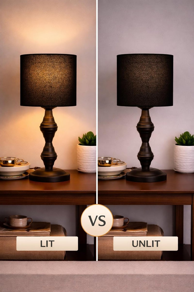 tu casa Metal Table Lamp | Fabric Shade Bedside Night Lamp for Bedroom Living Room Study | Decorative Nightstand Lamp for Home Décor & Gifting - Image 4