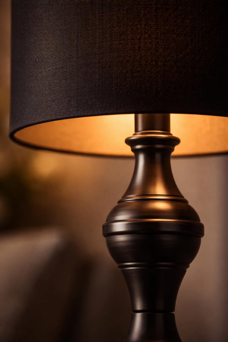 tu casa Metal Table Lamp | Fabric Shade Bedside Night Lamp for Bedroom Living Room Study | Decorative Nightstand Lamp for Home Décor & Gifting - Image 5