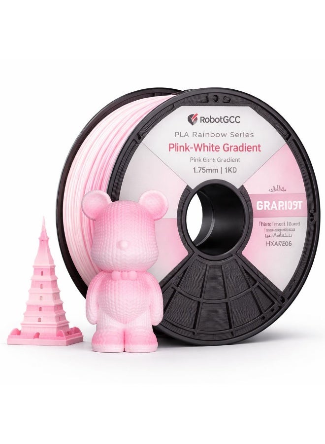 RobotGCC Pink-White Gradient Multicolor Gradient PLA 3D Printer Filament 1.75mm 1KG, Delicate Pink-to-White Gradient, Smooth FDM Printing for Floral Decor and Personalized Gifts - Image 1