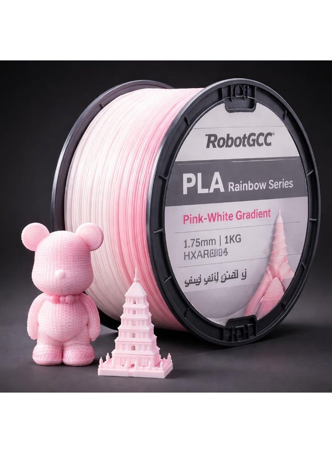 RobotGCC Pink-White Gradient Multicolor Gradient PLA 3D Printer Filament 1.75mm 1KG, Delicate Pink-to-White Gradient, Smooth FDM Printing for Floral Decor and Personalized Gifts - Image 2