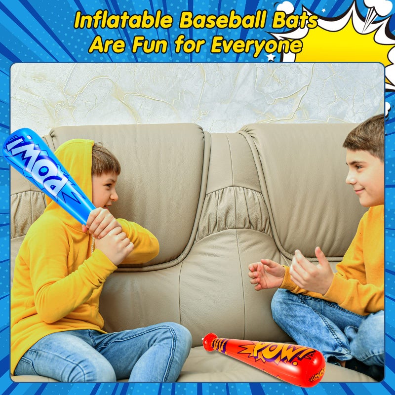 Seematn 32 Pcs Mardi Gras Throws Bulk Pow Inflatable Baseball Bats 17 Inch Inflatable Blow up Bats for Kids Carnival Game Prizes Bulk Carnival Hero Sports Prizes Favors (Blue,Dark Blue,Pink,Red) - Image 5