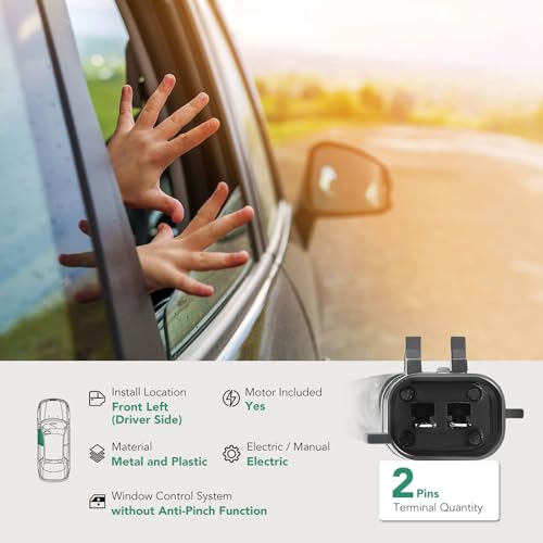 YHTAUTO Front Driver Side Power Window Regulator with 2-Pin Motor Assembly Compatible with Jeep Liberty 2002-2006, Sport Utility, Ball Stud Style - Image 3