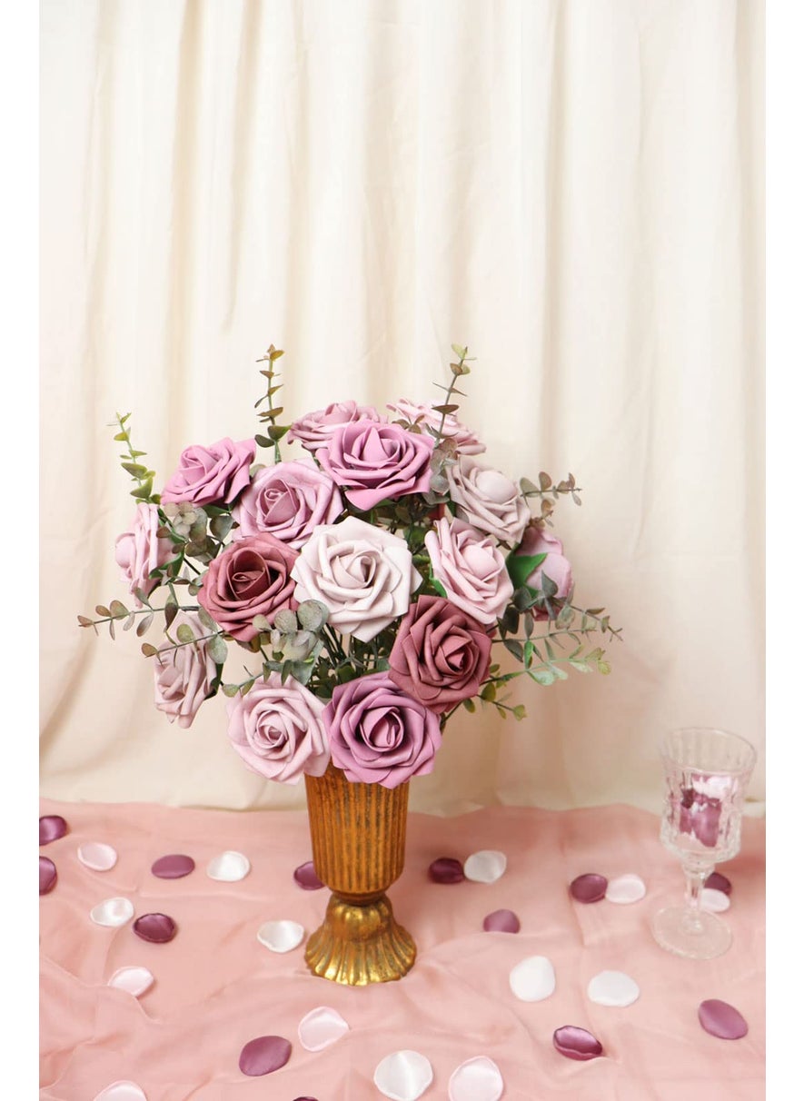 D-Seven D-Seven Artificial Flower 50pcs Mauve Roses with Stem for DIY Wedding Bouquets Floral Arrangements Bridal Shower Baby Shower Party Home Decor  - Image 4