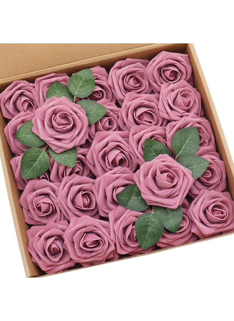 D-Seven D-Seven Artificial Flower 50pcs Mauve Roses with Stem for DIY Wedding Bouquets Floral Arrangements Bridal Shower Baby Shower Party Home Decor  - Image 1