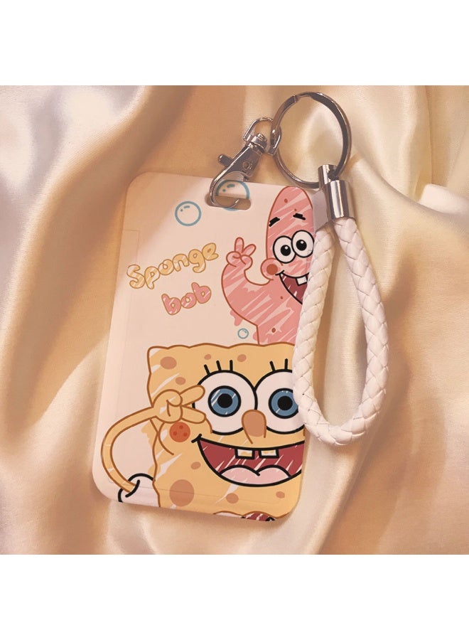 NIBEMINENT 1 - Piece SpongeBob Pai Star Kpop Photo Card Holder Pendant Key Chain ID Badge Holder ID Card Holder Photo Card Protector for School ID Office ID Access Card for Women Girls - Image 1