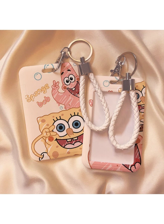 NIBEMINENT 1 - Piece SpongeBob Pai Star Kpop Photo Card Holder Pendant Key Chain ID Badge Holder ID Card Holder Photo Card Protector for School ID Office ID Access Card for Women Girls - Image 3