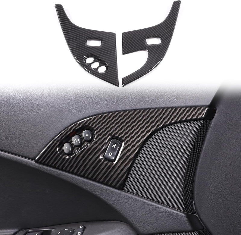 Moittellc Door Lock Switch Button Cover Trim for Chevy Corvette C6 2005-2013 - Carbon Fiber Pattern - Image 1