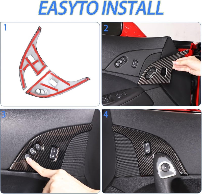 Moittellc Door Lock Switch Button Cover Trim for Chevy Corvette C6 2005-2013 - Carbon Fiber Pattern - Image 5