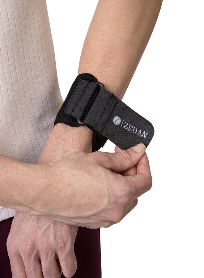 ZEDAN Active Tennis Elbow Support Brace Band for Men & Women | Adjustable Strap | For Pain Relief in Bursitis, Tendonitis | Skin Friendly Elbow Band/Guard | For Workout, Gym Badminton, Cricket - Black - Image 2