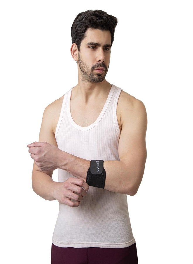 ZEDAN Active Tennis Elbow Support Brace Band for Men & Women | Adjustable Strap | For Pain Relief in Bursitis, Tendonitis | Skin Friendly Elbow Band/Guard | For Workout, Gym Badminton, Cricket - Black - Image 1