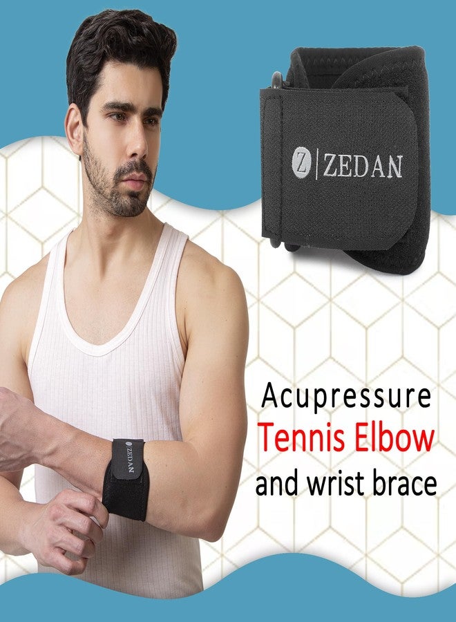 ZEDAN Active Tennis Elbow Support Brace Band for Men & Women | Adjustable Strap | For Pain Relief in Bursitis, Tendonitis | Skin Friendly Elbow Band/Guard | For Workout, Gym Badminton, Cricket - Black - Image 5