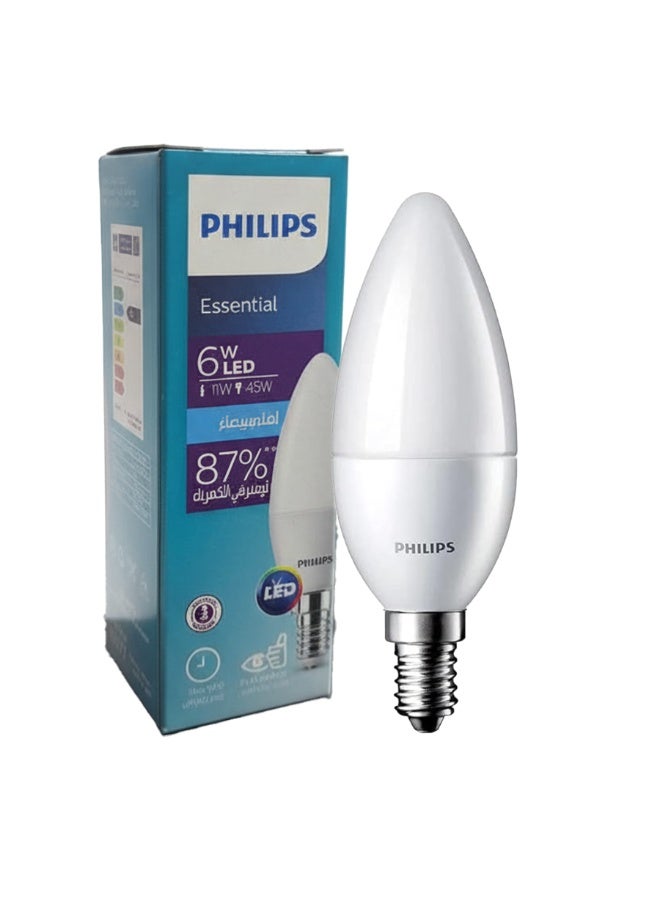 فيليبس مصباح LED بقوة 6 واط وقاعدة E14، موفر للطاقة، إضاءة بيضاء ساطعة 6500 كلفن، 620 لومن، قاعدة E14 قياسية، عمر طويل، إضاءة صديقة للبيئة - Image 1