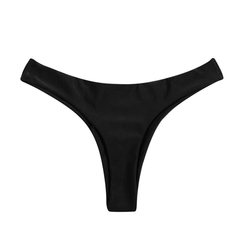SherryDC Women's Sexy Cheeky Thong Brazilian Cut Low Rise High Leg Bikini Bottom Black - Image 3