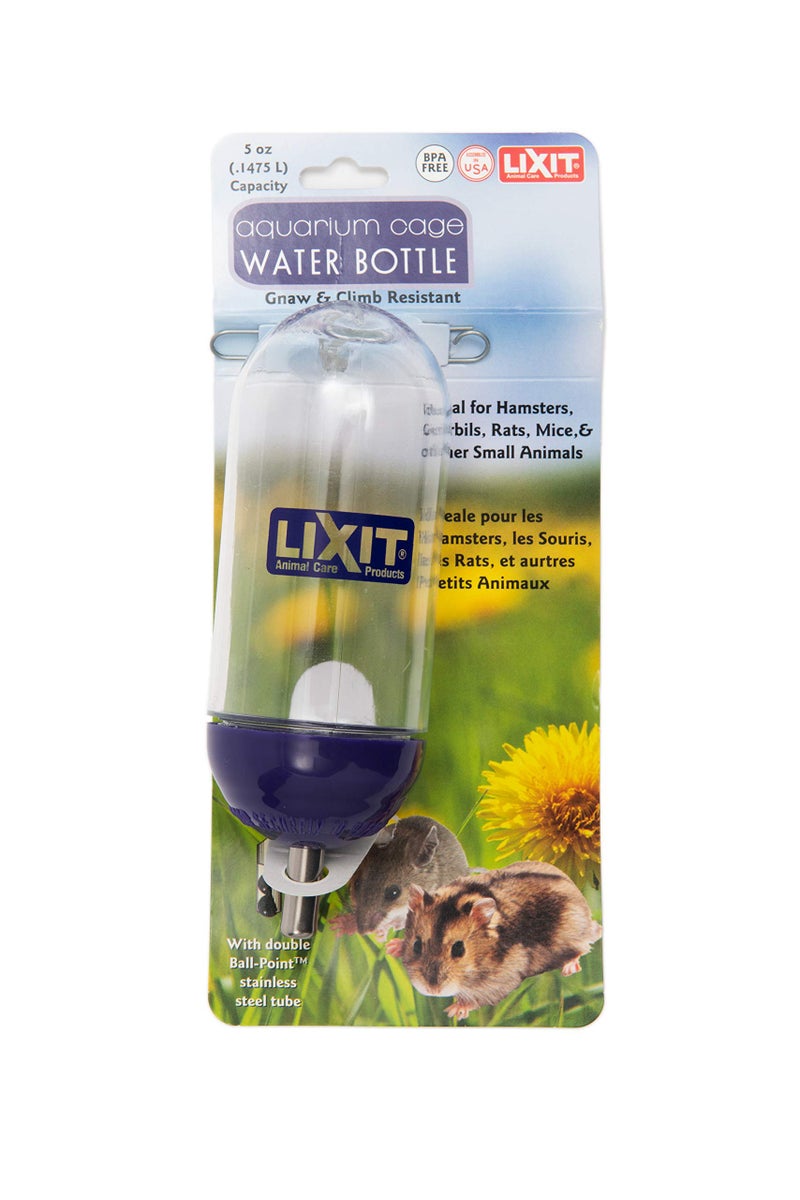 Lixit Aquarium Cage Climbing Resistant Water Bottles for Rats, Hamsters Gerbils, Mice and Other Small Animals (Clear, 5 Ounce) - Image 1
