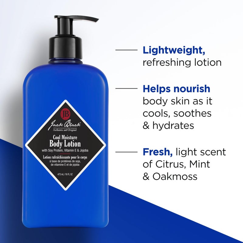 Jack Black Cool Moisture Body Lotion, 16 Fl. Oz. â€“ Soy Protein, Vitamin E & Jojoba â€“ Clean & Fresh Scent, Body Lotion for Dry Skin, Body Moisturizer, Body Cream for Men & Women - Image 2
