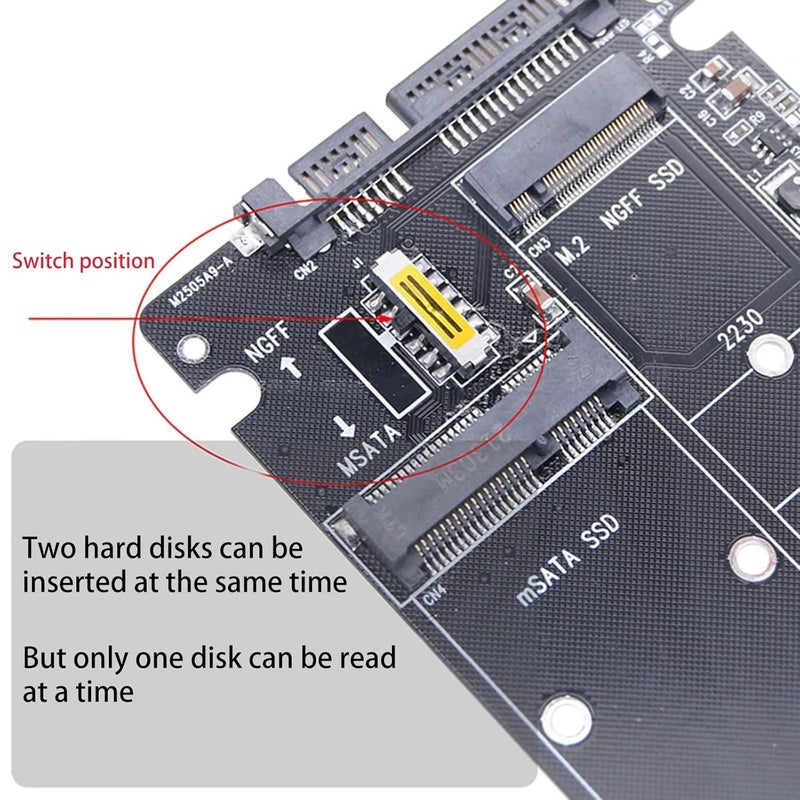 ETZIN محول NGFF M.2 إلى SATA، بطاقة محول SATA M.2 + MSATA SSD إلى قرص صلب SATA للكمبيوتر، يدعم وحدات M.2 بأحجام 2280 و 2260 و 2242 و 2230 - EPL-423HS. - Image 4