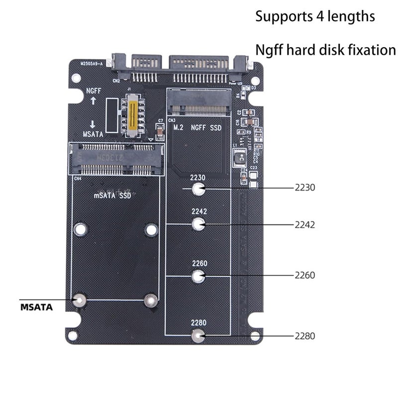 ETZIN محول NGFF M.2 إلى SATA، بطاقة محول SATA M.2 + MSATA SSD إلى قرص صلب SATA للكمبيوتر، يدعم وحدات M.2 بأحجام 2280 و 2260 و 2242 و 2230 - EPL-423HS. - Image 3