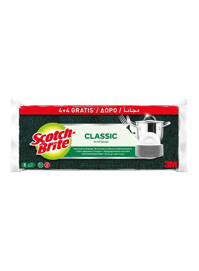 Scotch Brite 8-Piece Heavy Duty Classic Flat Laminate Scrub Sponge Yellow and Green - Image 1